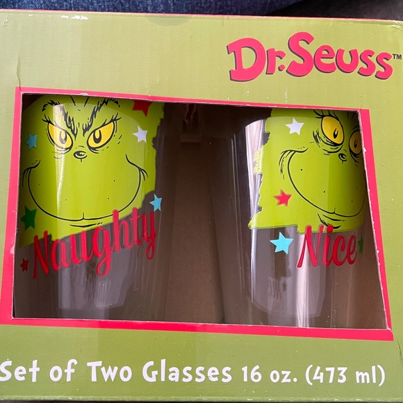 Dr Seuss Drinking glasses GRINCH NEW - Picture 1 of 2